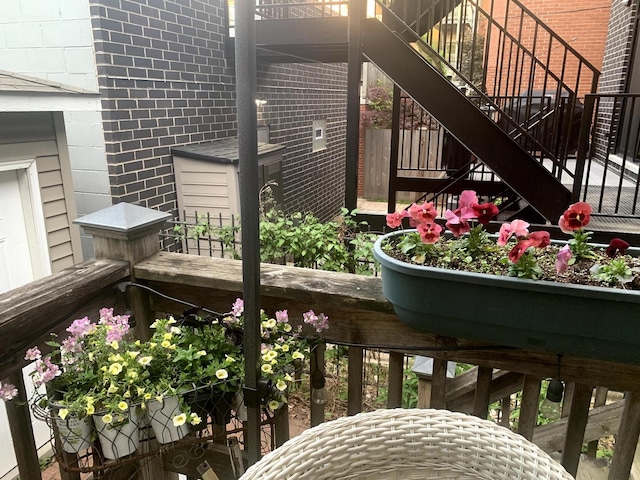 balcony with stairs