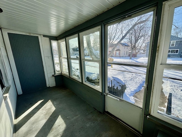 view of unfurnished sunroom