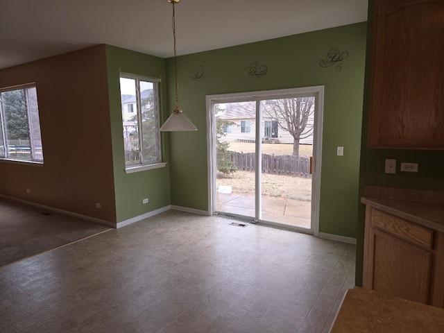 view of unfurnished dining area