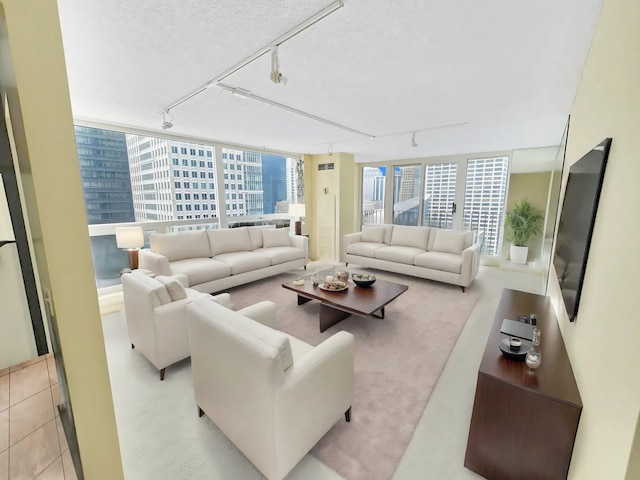 200 N Dearborn St Unit 3402, Chicago, IL 60601 - living room with rail lighting, plenty of natural light, and a textured ceiling