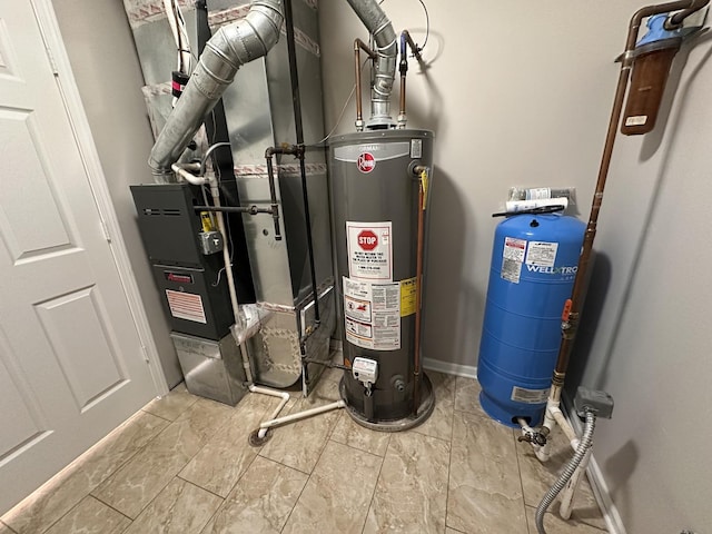 utilities with water heater and heating unit