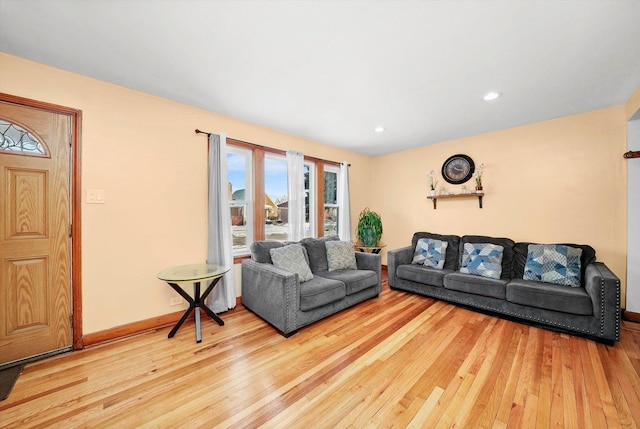 living room featuring light wood-type flooring