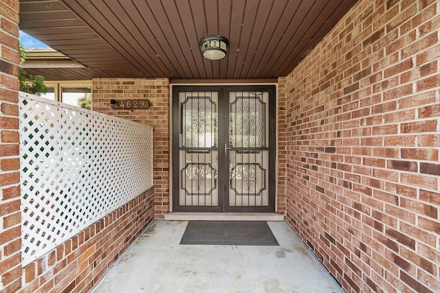 property entrance with french doors