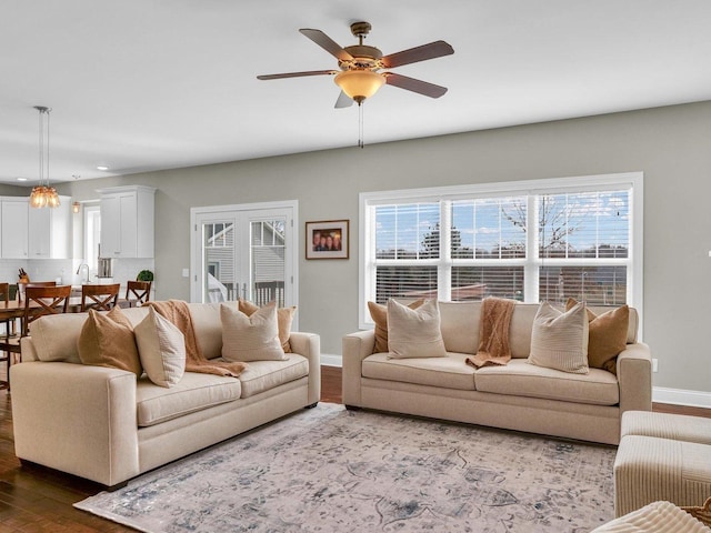 5 Fieldcrest Dr, Monticello, IL 61856 - living area with wood finished floors, ceiling fan, recessed lighting, and baseboards