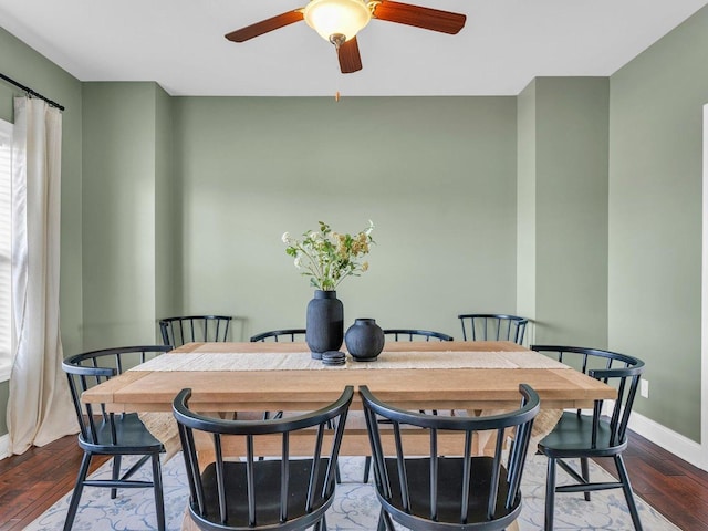 5 Fieldcrest Dr, Monticello, IL 61856 - dining space with a ceiling fan, baseboards, and dark wood finished floors
