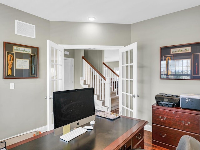 5 Fieldcrest Dr, Monticello, IL 61856 - office space with french doors, wood finished floors, and baseboards