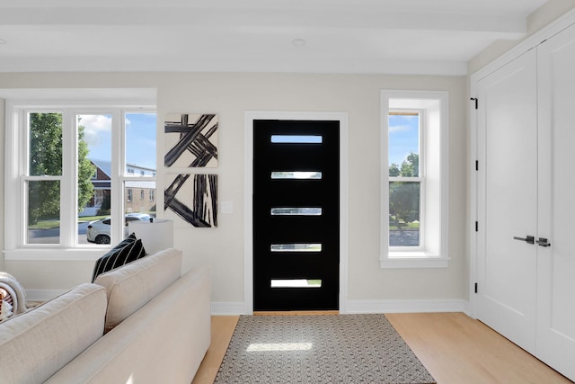 entryway with light hardwood / wood-style flooring