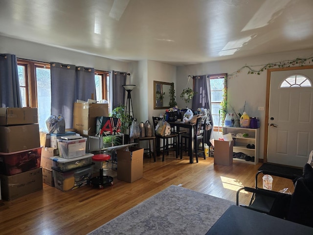 living room with wood finished floors