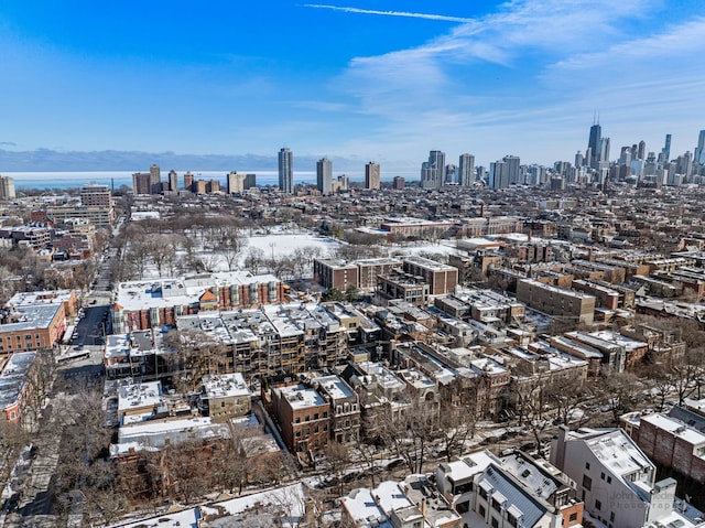 birds eye view of property featuring a view of city