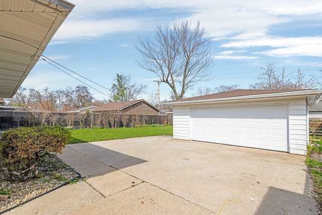 detached garage with fence
