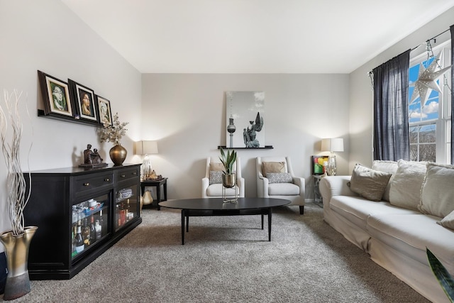 living area featuring carpet floors