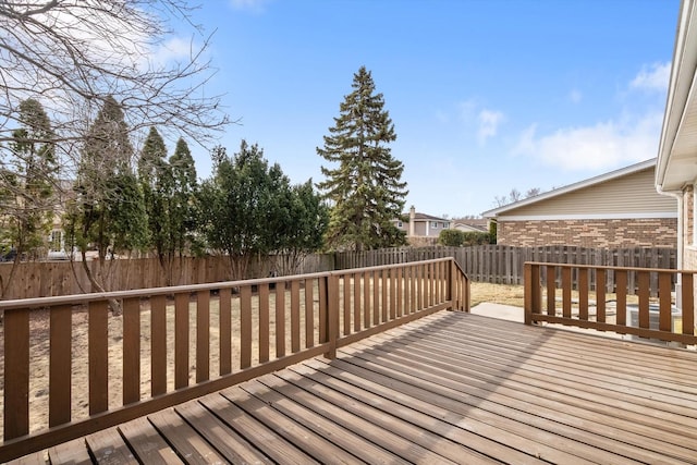 deck featuring a fenced backyard