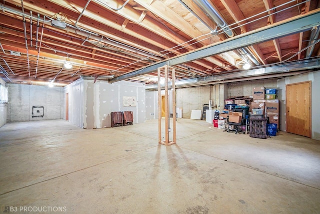 view of unfinished basement