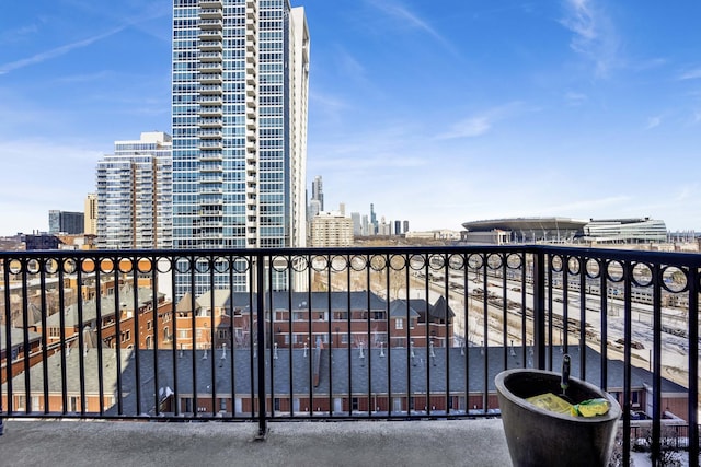 balcony featuring a view of city