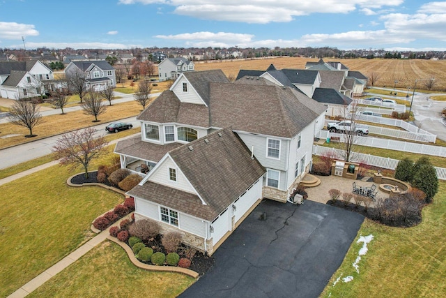 aerial view with a residential view