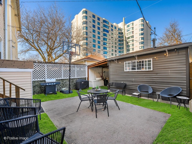 view of patio featuring outdoor dining area and area for grilling