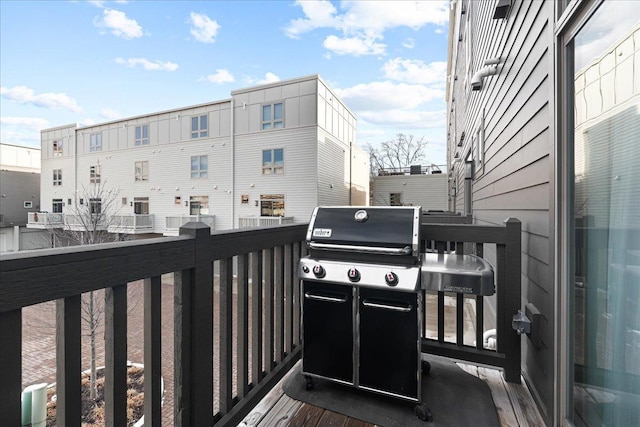 balcony featuring area for grilling