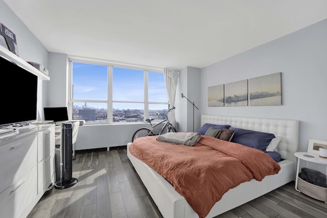 bedroom featuring dark wood-style flooring