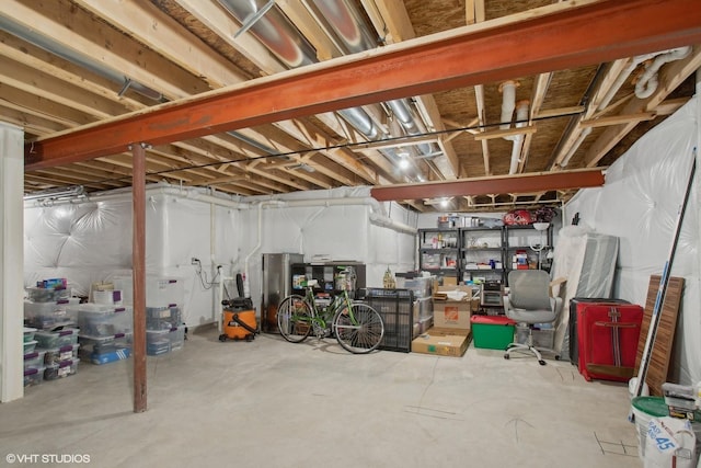 view of unfinished basement