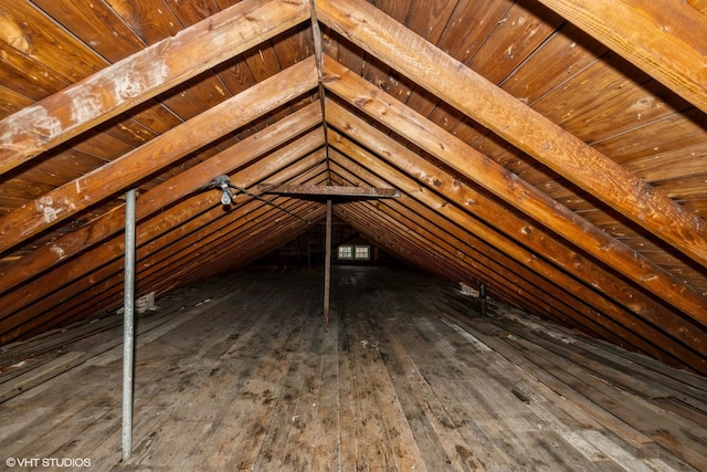 view of unfinished attic