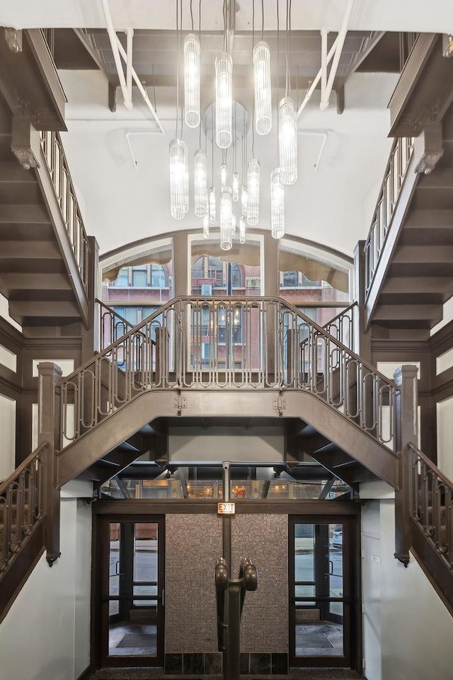 interior space with a towering ceiling