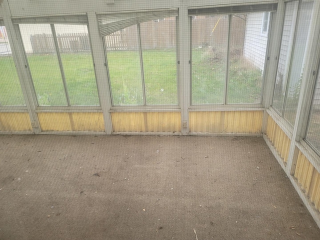 view of unfurnished sunroom