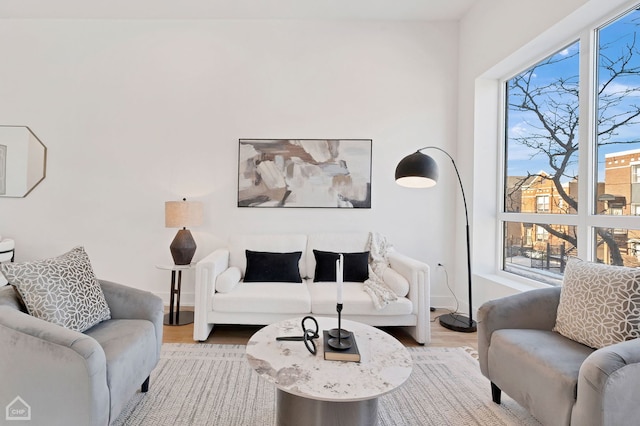 living room with wood finished floors