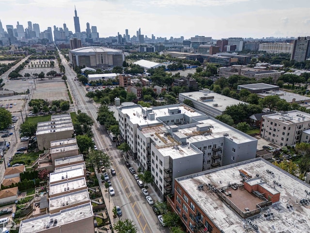 drone / aerial view featuring a city view