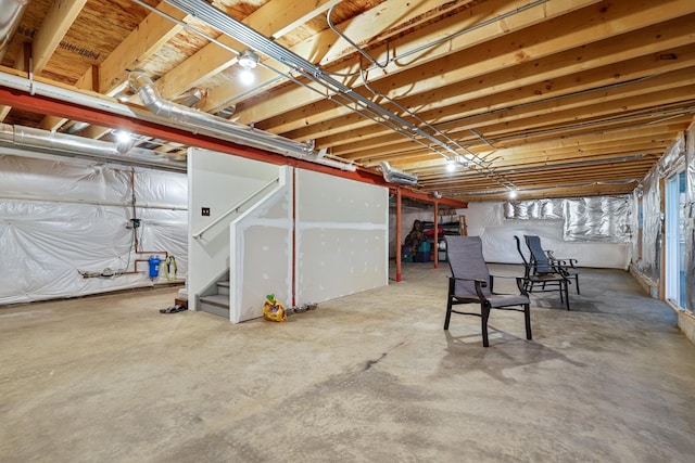 basement featuring stairway