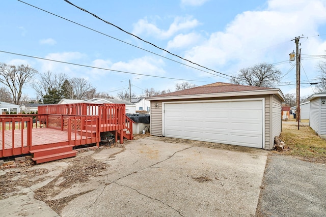 view of detached garage