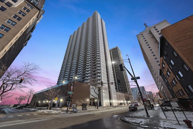 view of building exterior featuring a city view