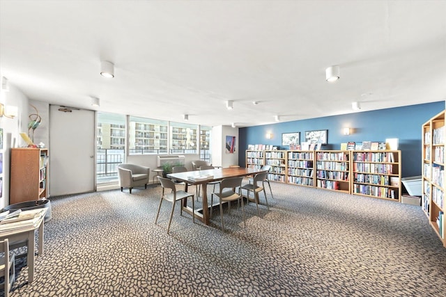 dining space with carpet floors