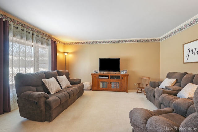 view of carpeted living area