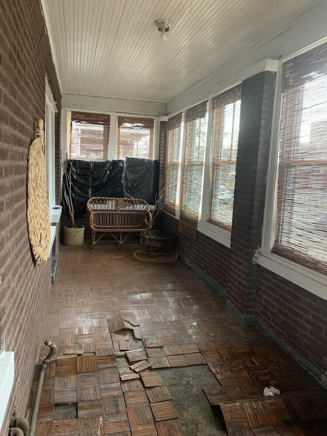 view of unfurnished sunroom