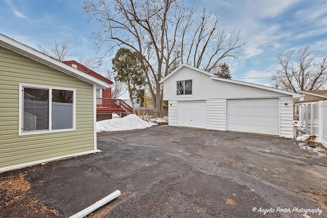 view of detached garage