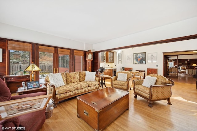 living room with light wood-type flooring