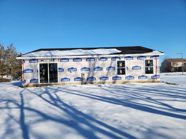 view of snow covered structure