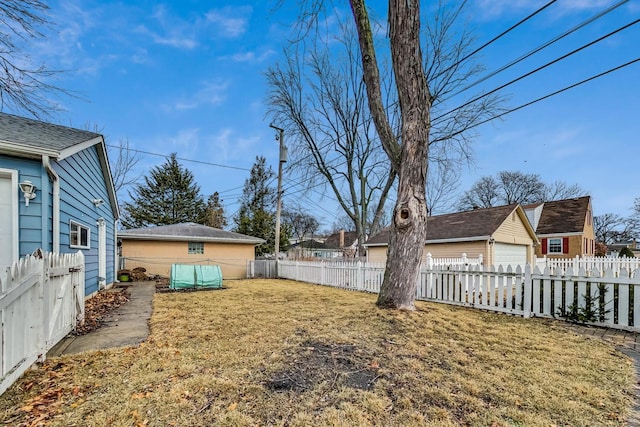 view of yard with a fenced backyard