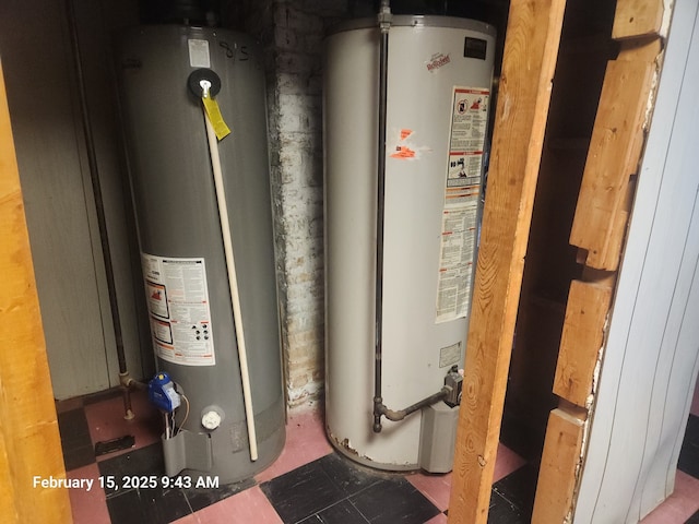 utility room with water heater