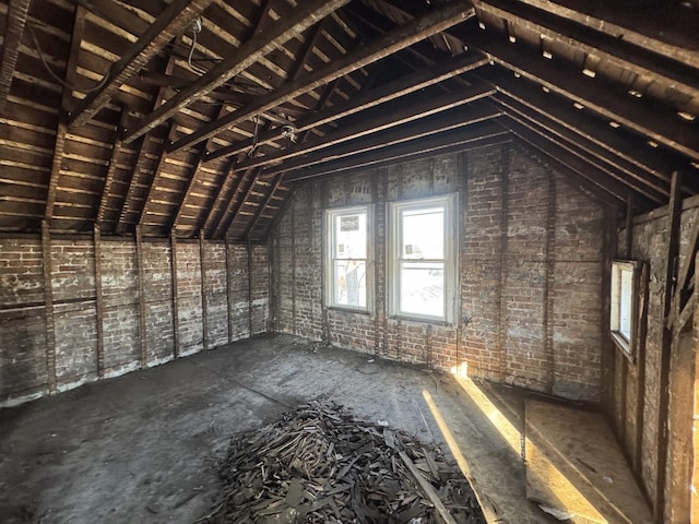 view of unfinished attic