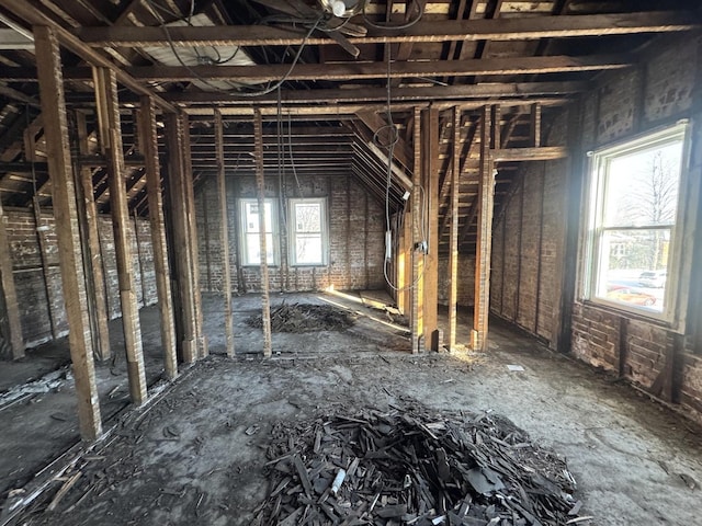 view of unfinished attic