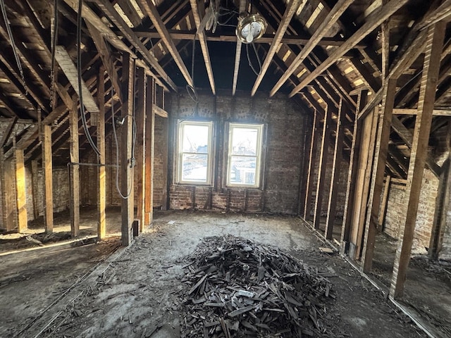 view of unfinished attic