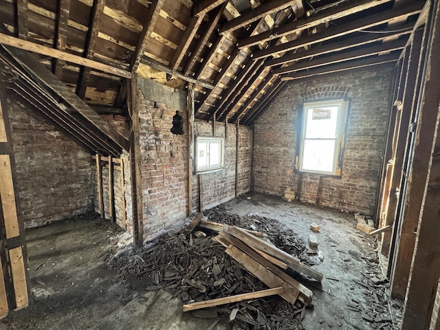 view of unfinished attic