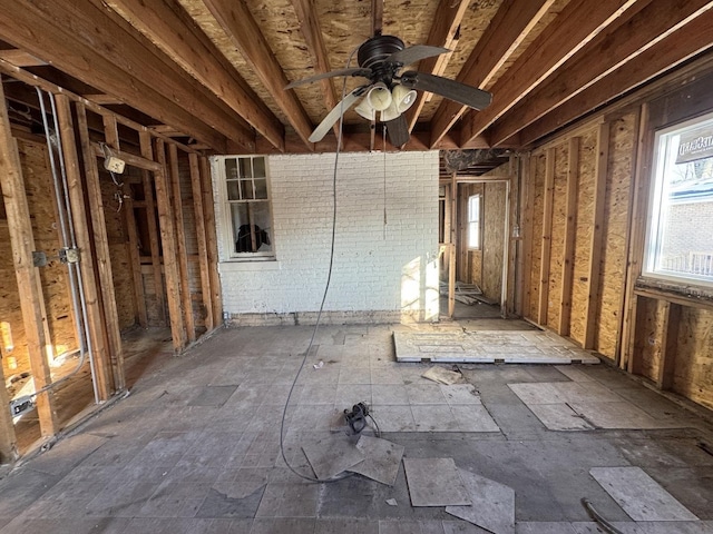 misc room featuring a ceiling fan