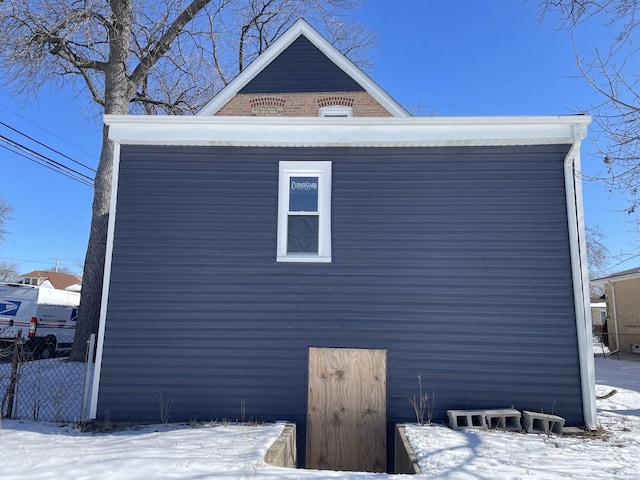 view of snowy exterior