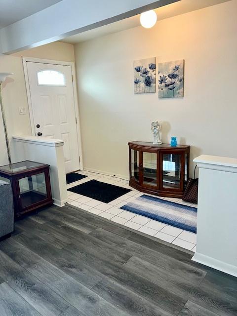 foyer featuring dark wood-type flooring