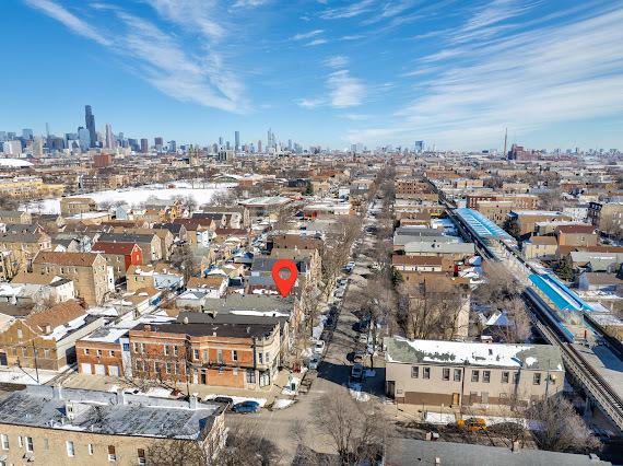 aerial view featuring a view of city