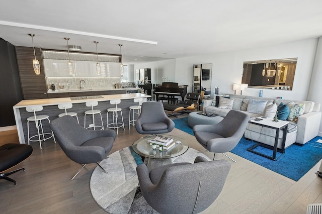 living area featuring wood finished floors