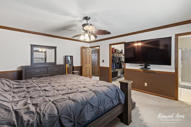 330 Fox Trl, Bourbonnais, IL 60914 - bedroom featuring light colored carpet, ornamental molding, ensuite bath, a spacious closet, and a closet