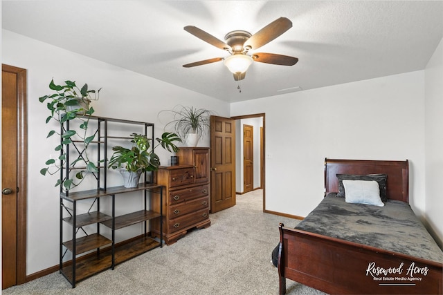 330 Fox Trl, Bourbonnais, IL 60914 - bedroom featuring light colored carpet, baseboards, and ceiling fan